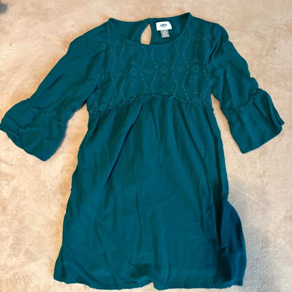 Old Navy Other - Old Navy Girls Boho Dress Teal Green Embroidered Bell Sleeve Size L 10–12
